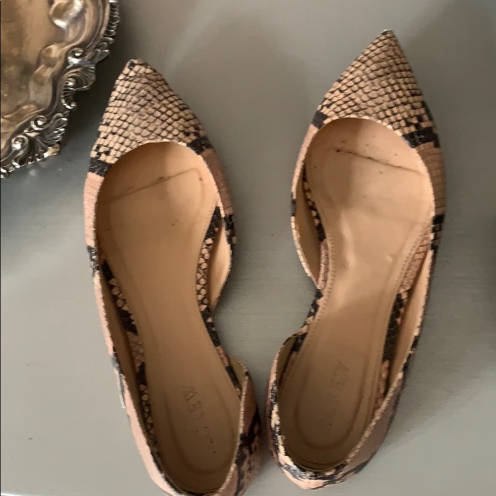 Pink embossed snakeskin flats